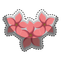 sticker multicolored set collection pink flower vector illustration