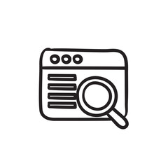 Browser window with magnifying glass  sketch icon.