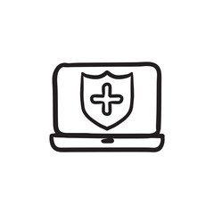 Computer security sketch icon.