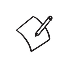 Pencil and document sketch icon.