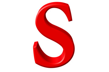 Naklejka premium Lowercase letter S, isolated on white, with clipping path, 3D illustration