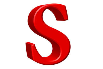 Lowercase letter S, isolated on white, with clipping path, 3D illustration