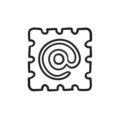 Email sign sketch icon.