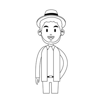 happy bearded man wearing hat icon image vector illustration design 