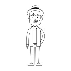 happy bearded man wearing hat icon image vector illustration design 