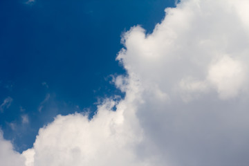 sun with sunbeams in a beautiful cloudy sky. blue sky is covered by white clouds