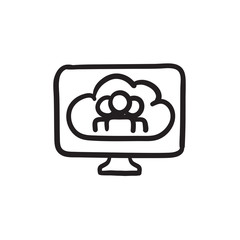 Cloud computing sketch icon.