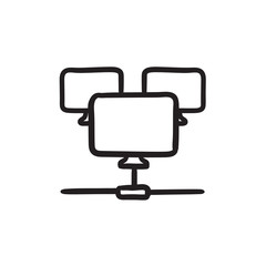 Computer network sketch icon.