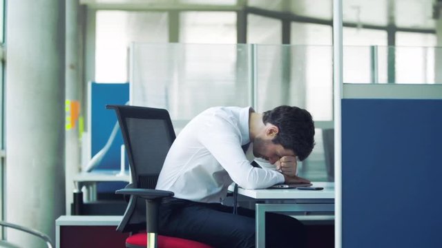 Businessman finishing assignment before deadline