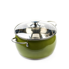 Steel green stock pot isolated