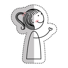 little girl drawing isolated icon vector illustration design