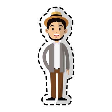 bearded man with hat icon image vector illustration design 