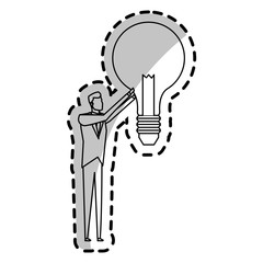 man and lightbulb idea icon image vector illustration design 