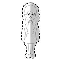 pretty young business woman icon image sticker vector illustration design 