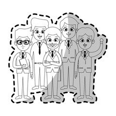 team of young business people icon image sticker vector illustration design 