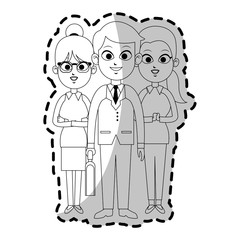 team of young business people icon image sticker vector illustration design 