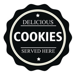 Delicious cookies served here stamp.Sign.Seal.Logo - obrazy, fototapety, plakaty