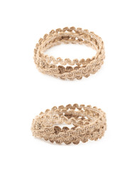 Pile of a linen rope string isolated