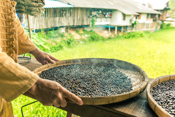 coffee beans fresh roast with smoke