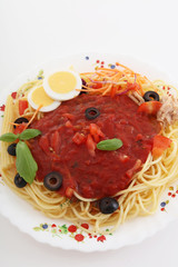 おいしそうなミートソーススパゲティ

