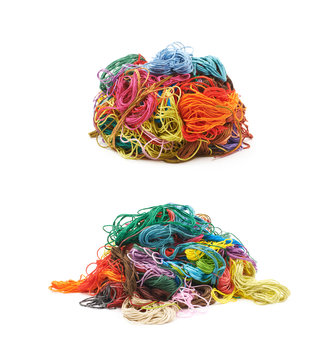 Mixed pile of yarn threads