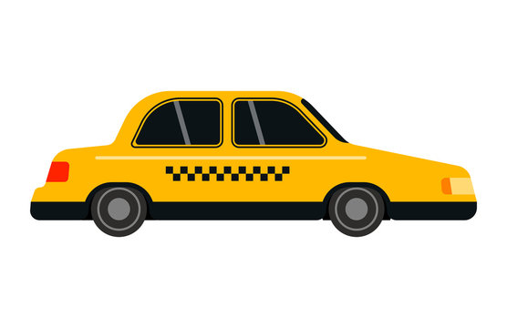 City road yellow taxi transport vector illustration.