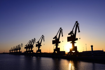 Fototapeta na wymiar Gantry crane in the port