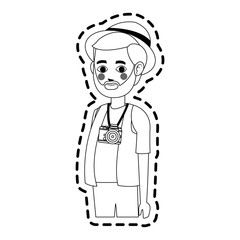 Obraz premium man tourist icon image vector illustration design 