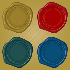 Different color Wax Seals with embossed circular floral frame