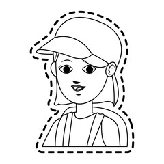 pretty young woman wearing baseball cap and backpack  icon image vector illustration design 
