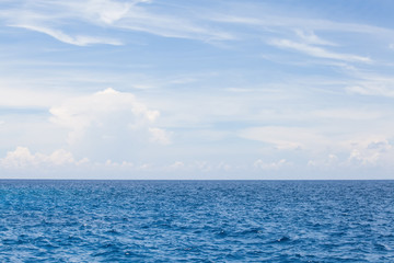 Nature background of Blue sea water and sky with cloud