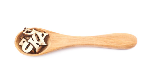 Spoon full of letters isolated