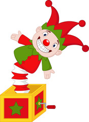 Fototapeta premium Cartoon Amusing toy jumping out from a box