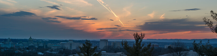 Sunset panorama over harrisburg pennsylvania