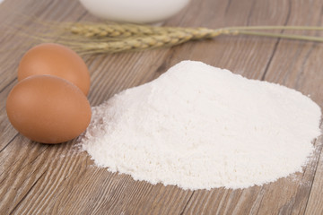 Eggs and flour for baking.
