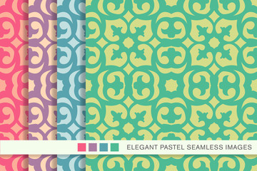 Seamless pastel background set round curve kaleidoscope