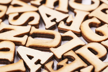 Surface covered with wooden letters
