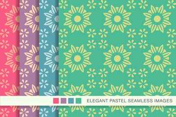 Seamless pastel background set round cute flower