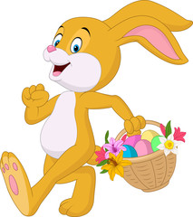 Obraz premium Easter bunny with bucket of eggs 