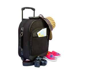 Concept of traveling with  suitcase