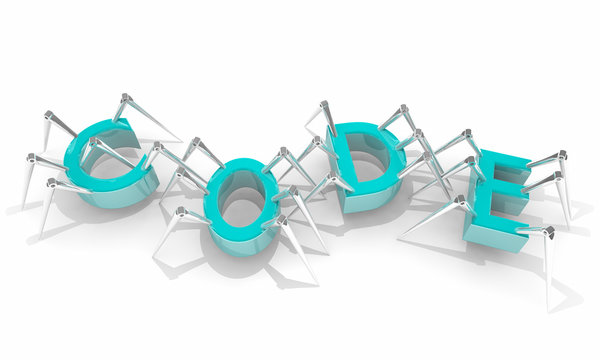 Code Programming Language Word Letters Spiders 3d Illustration - Powered by Adobe