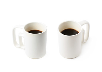 White ceramic cup of coffee isolated