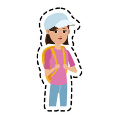 pretty young woman with white baseball cap  icon image vector illustration design 