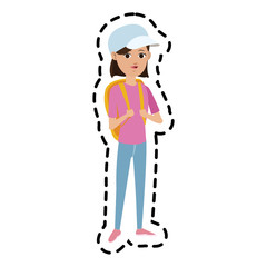 pretty young woman with white baseball cap  icon image vector illustration design 