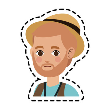 handsome bearded young man icon image vector illustration design 