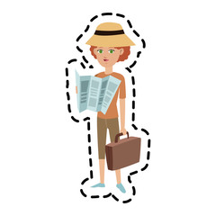 woman tourist travel icon image vector illustration design 