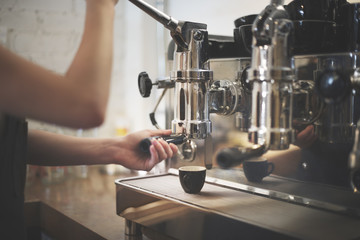 Coffee Machine Portafilter Steam Barista Shop Concept