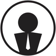 Business man icon. Black isolated on white.