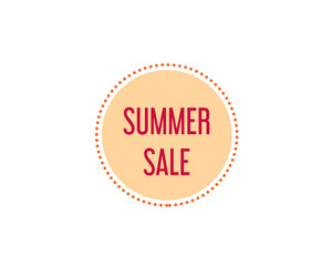Summer sale sign on isolated white background in peach and maroon