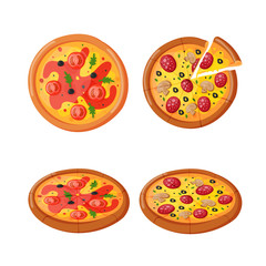 Hot fresh pizza icon vector illustration.